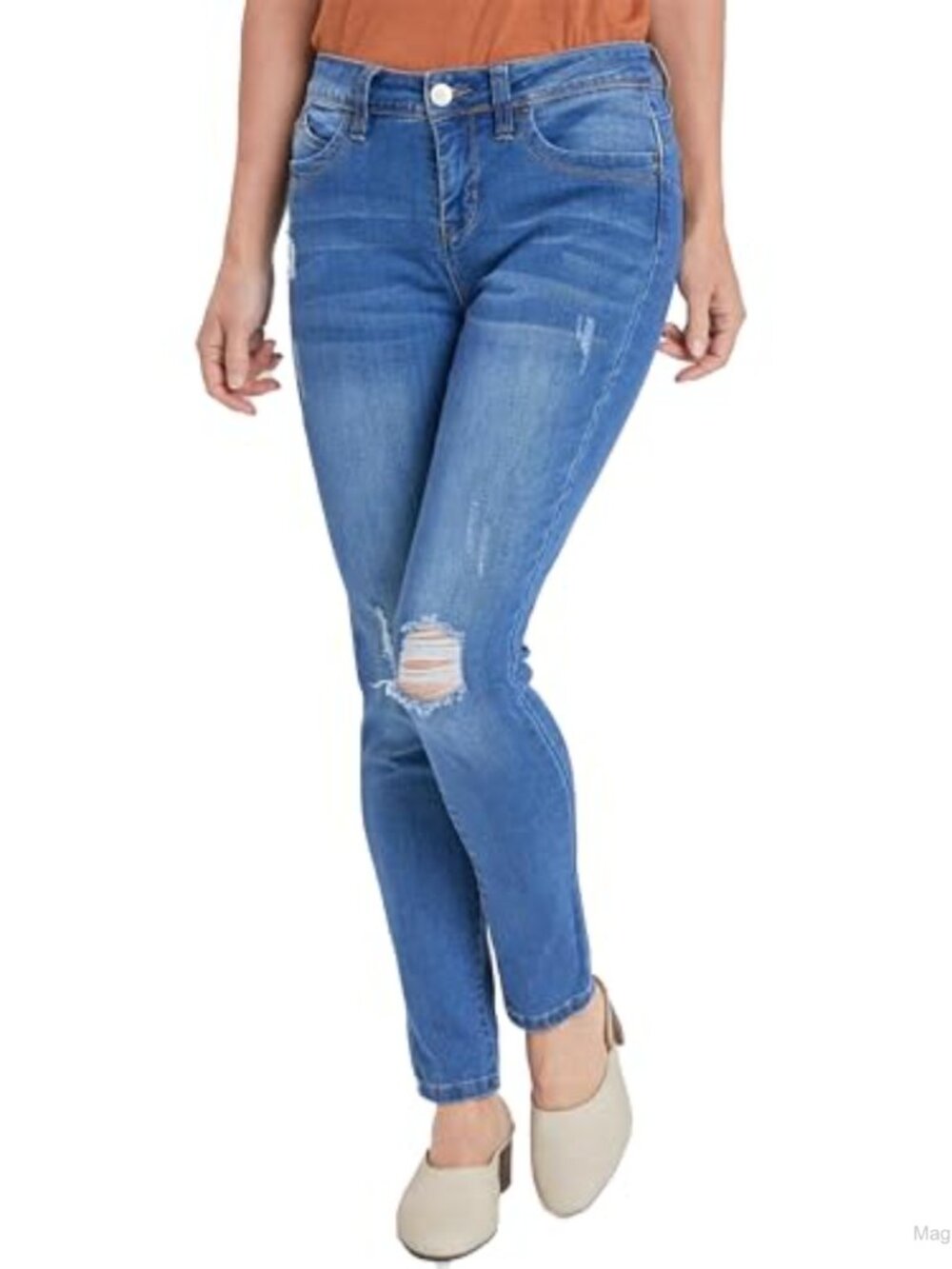 Mid Rise Skinny Jeans WannaBettaButt Stretch Denim Ankle Length